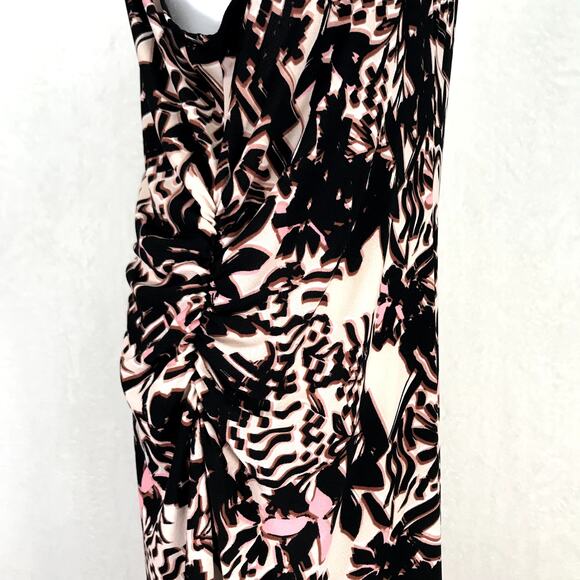 Halogen‎ Dress Womens Plus 1X Black Tan Halter Ruched Midi Asymmetric Resort - Picture 6 of 10